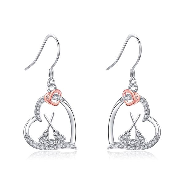 YAFEINI Lacrosse Stick Earrings Sterling Silver Lacrosse Stick and Ball Earrings Lacrosse Heart Jewelry for Women Gifts