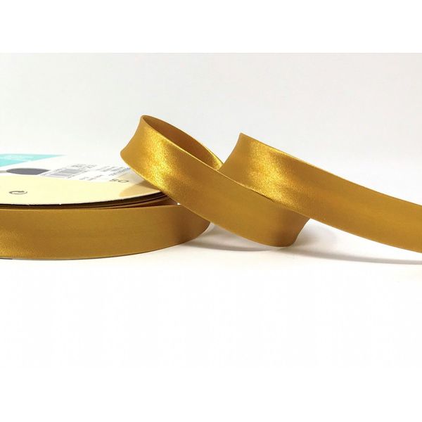 Old Gold Byetsa Satin Fold 18mm Bias Binding on a 25m Roll