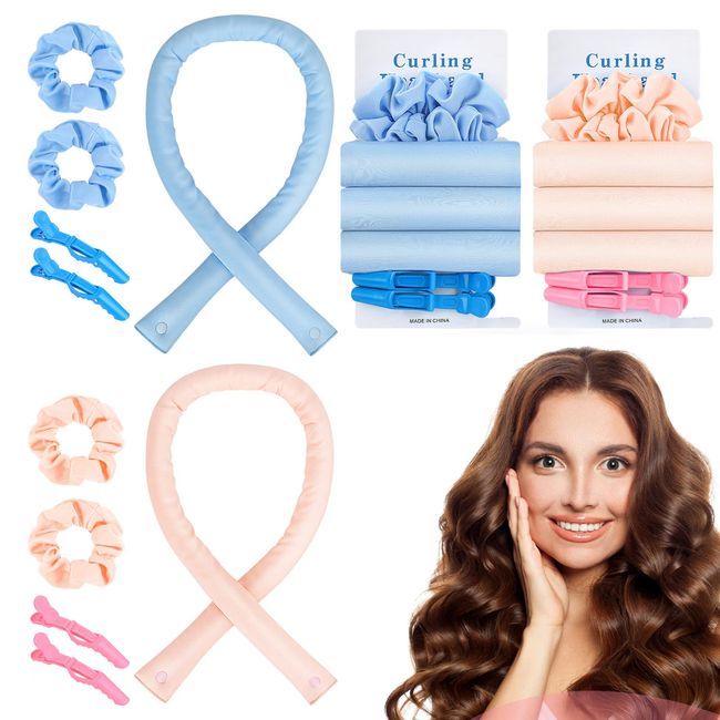 2 Stück Lockenwickler Locken Ohne Hitze, Lockenwickler über Nacht DIY Heatless Curlers Headband, Rutschfester Hitzefreier Lockenstab Heatless Hair Curler mit Haarnadel für langes mittleres Haar