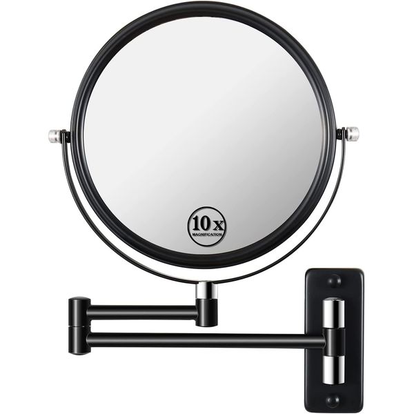 Wall-Mounted Makeup Mirror 10X Magnifying Mirror 8 Inch Can 360 Degree Rotating