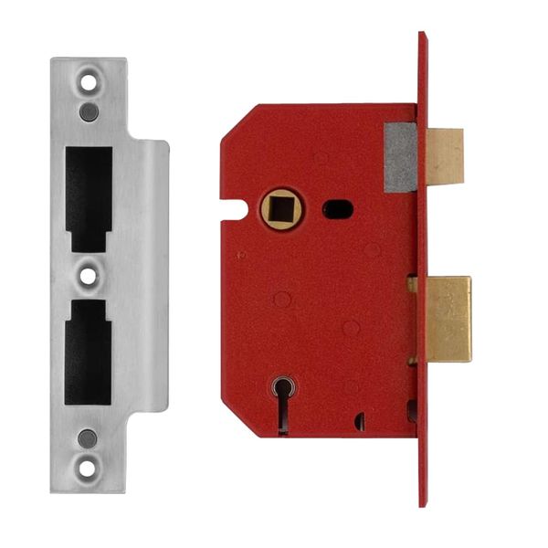 Union Locks 2201 5-Lever Mortice Sash Lock 65mm - Satin Chrome (Boxed)