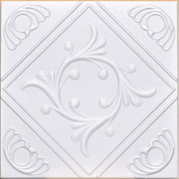 White Styrofoam Decorative Ceiling Tile Anet (Package of 8 Tiles Each of ~20"x20") - Other Sellers Call This Diamond Wreath and R02