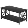 Coffee Table for Living Room Rectangular Center Table with 2 Storage Shelf Black