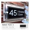 Modern Personalised House Number Plaques Door Sign, Black Rectangle