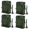 4x Jerry Can Fuel Tank w/ Holder Steel 5Gallon 20L Army Backup Military Green
