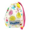 Small Drawstring Cafe Lemon White Cup Bag Popular Pattern Drawstring Cup Holder Handmade Made in Japan, white
