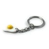 FizzyButton Gifts Fried Egg Charm Keyring Key Ring with Silver Tone Keychain