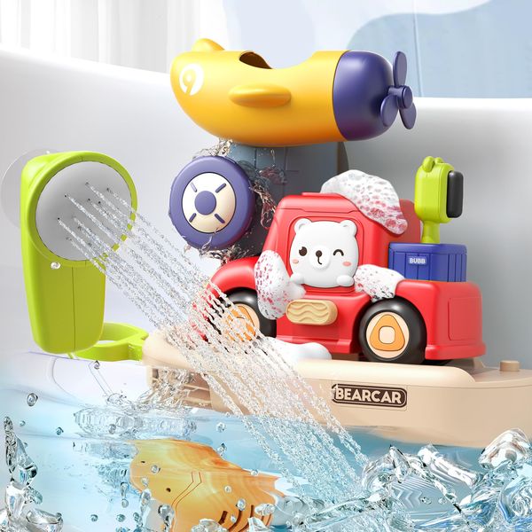 Toddlers Baby Bath Toy with Shower Head: Cute Swimming Car Baby Bath Toys for Toddler, Bathtub Fun & Creativity Sensory Toy, Bath Tub Toys for Kids Baby Infant Girls Boys Birthday Gift