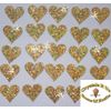 48 Gold Fabric Sequin 20mm Hearts Iron-On