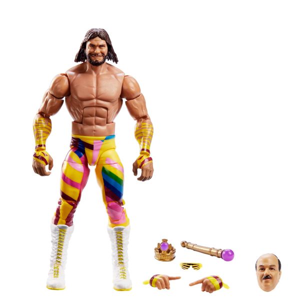 WWE HKP10 - Elite WrestleMania "Macho King” Randy Savage Actionfigur, bewegliches WWE Sammlerstück mit Zubehör, Spielzeug Geschenk für Kinder und Fans ab 8 Jahren