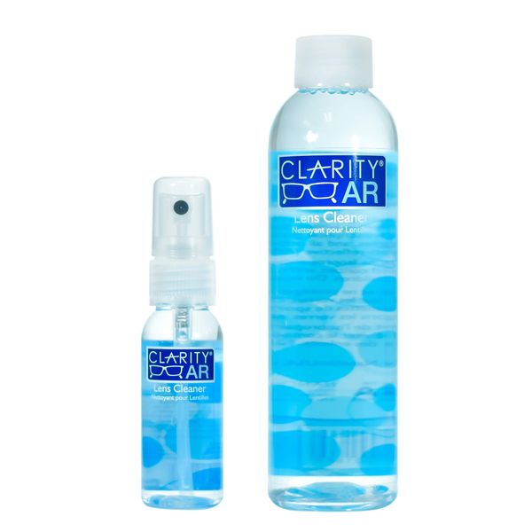 1oz Clarity AR Lens Cleaner Spray & 6oz Refill Bottle, Lens Cleaning Spray, Professional Grade, Specially designed for Anti-Reflective & Water Resistant Lenses