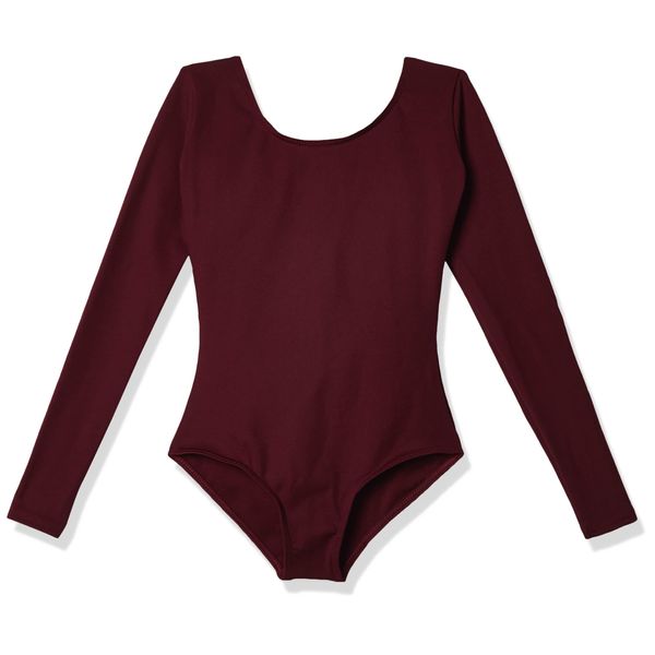 Capezio Big Girls' Team Basic Long Sleeve Leotard, Maroon, Large (12-14)