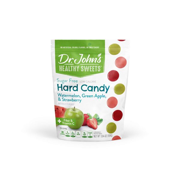 Dr. John’s Sugar Free Candy, Healthy Hard Candy with Zero Sugar, Low Calorie Snacks, Vegan, Gluten Free, Watermelon, Green Apple, & Strawberry, 24 count, 3.84 OZ