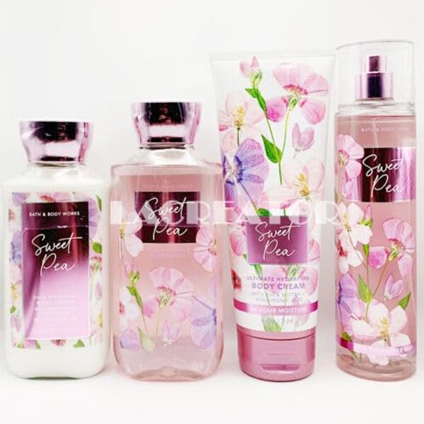 4 Sweet Pea Gift Set bundle Body Cream Shower Gel Body Lotion Mist full size bath body shower