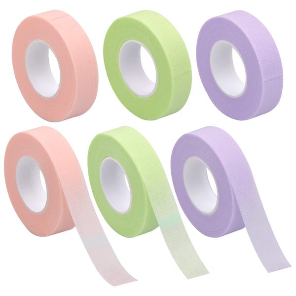 Lash Tape - 6 Rolls Eyelash Tape,Lash Tape for Eyelash Extension, Micropore Fabric Lash Tape, Fabric Tape For False Eyelash Patch Makeup Tool,Adhesive Tape(3 colors)- 9M Each Roll