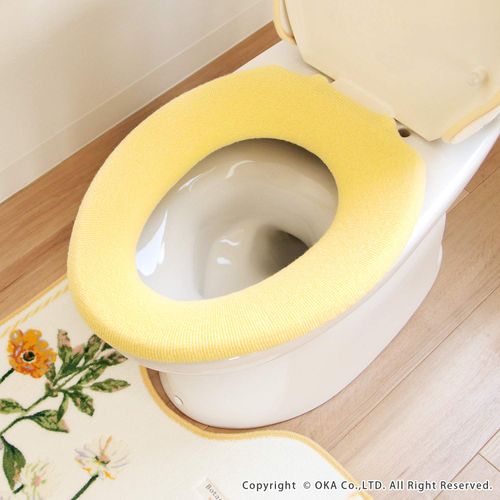 OKA Toilet Seat Cover, Yellow, O Shape, Botanical Garden (Plant, Natural)