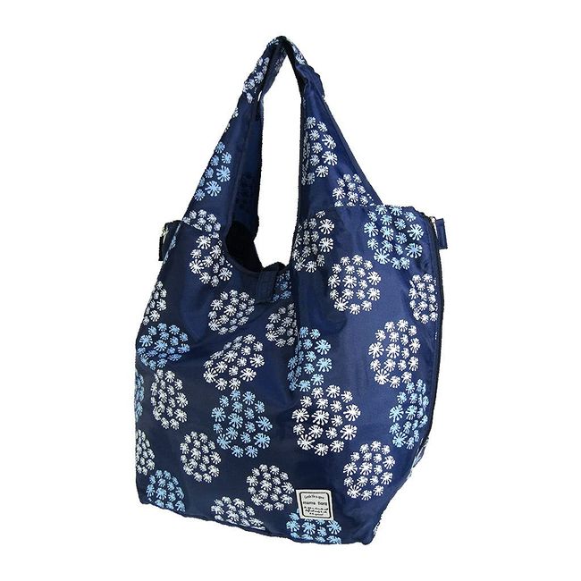 mama fiore 3304 Women's Compact Storage, Clear Handed, Shopping Basket, Lightweight, Large Capacity, Nordic Floral Navy