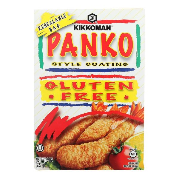 Kikkoman Panko Style Coating - Natural Flavor, Delicate and Crisp Texture, Gluten-Free Breadcrumbs, Ideal for Baked Dishes, Meat, Chicken, Seafood, Veggies - 8 Oz, Pack of 1