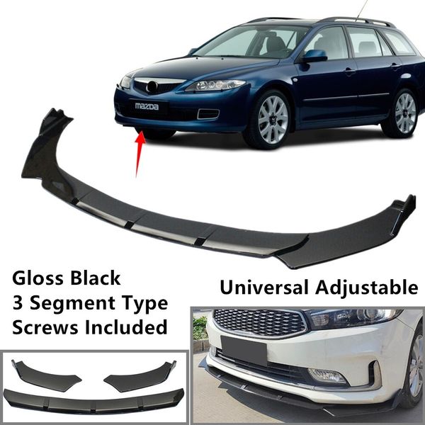 Fit For Mazda 6 2003-2008 Front Bumper Lip Spoiler Universal 3 Segment Type