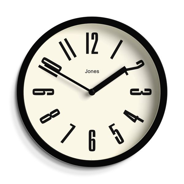 Jones Clocks® Hot Tub wall clock | Small retro round clock | 20cm | Black | Easy to read numbers | Ideal for kitchen, office, children’s room or any small space