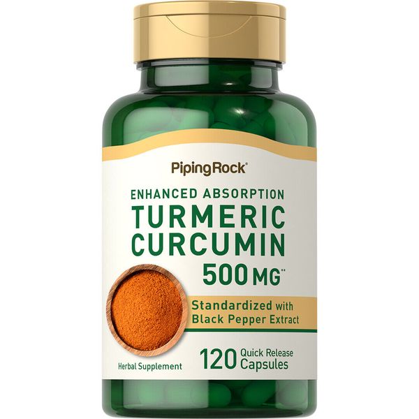 Turmeric Curcumin with Black Pepper | 500mg | 120 Capsules | by Piping Rock