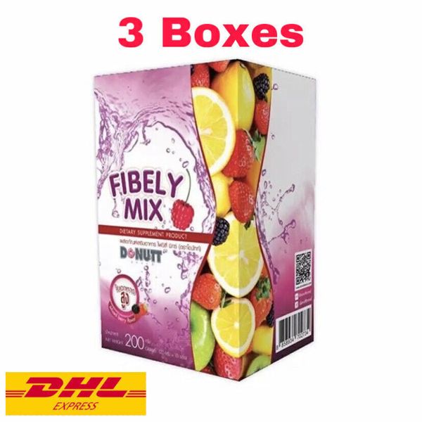 3x DONUTT Fibely Mix Fiber Detox Drink Mixed Berry Flavor Supplement Healthy