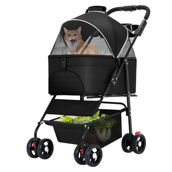 Foldable Shopping Cart with Wheels Foldable Grocery Pet Stroller Cart 66 Lb way