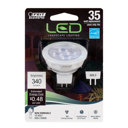 Feit Electric LED MR16 Halogen Bulb, 35W Equivalent, GU5.3 Bi-Pin Base, Non-Dimmable, 340 Lumens, 3000K Warm White, Track Light Bulbs for Landscaping, 22-Year Lifetime, BPLVFMW/830CA/6, 6 Pack