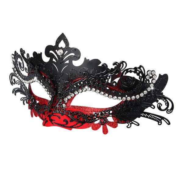 Hoshin Masquerade Mask, Mardi Gras Deecorations Venetian Masks for Womens (Red & Black)