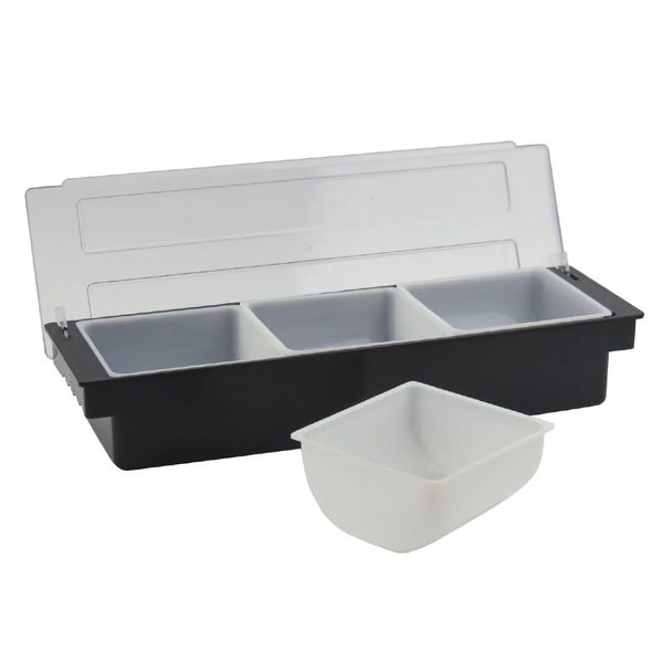 Beaumont Plastic Condiment Holder 3 Part Compartments - Kitchen Bar Organizer Box CZ602
