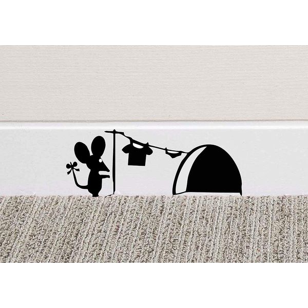 Mouse Hole Wall Art Sticker Washing Vinyl Decal Mice Home Skirting Board Funny