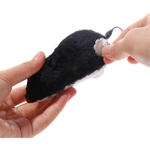 Galyacht Black Mouse Pet Toy, Funny Clockwork Toy, Plush Mouse Toy Wind Up Toys, Mechanical Motion Power Spring Cat Dog Playing Toy Mice and Animal Toys