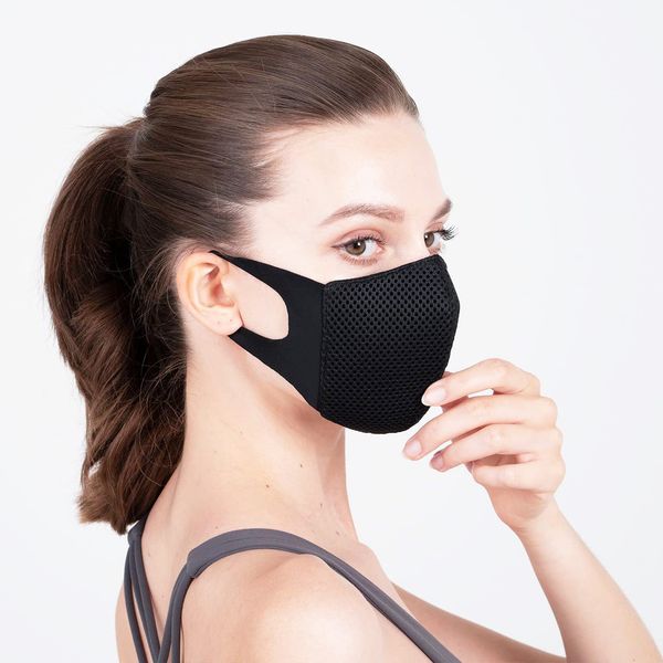 Balzari Balma Zero Mask for Sports Mesh Material Washable Mask Set of 2 (Premium Black/S Size)