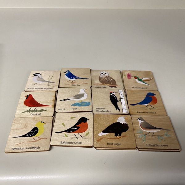 Maple Landmark Wooden Backyard Birds Memory Tile Game Peterson Illustrations