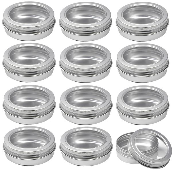 fogman Aluminum Can Storage Small Items with Window, Divided Display, 0.2 - 2.3 fl oz (5 - 60 ml), Set of 12 (60 ml)