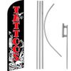 Tattoos Black / Red / White Windless Banner Flag & 16' Flagpole Kit / Ground