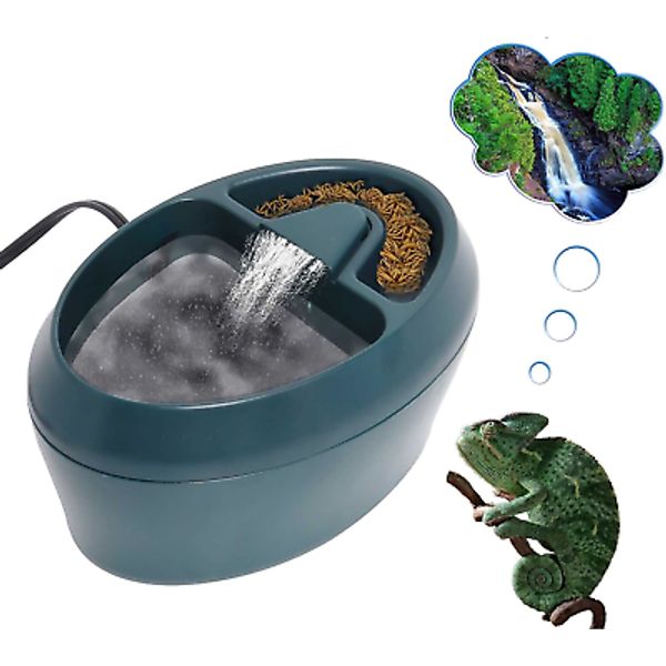 Reptile Chameleon Waterfall Drinking Fountain, Food Bowl Water Cantina Dripper