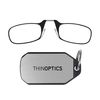 ThinOptics Keychain Readers Rectangular Reading Glasses, Black Frames/Silver Case, 2 Piece Set + 2
