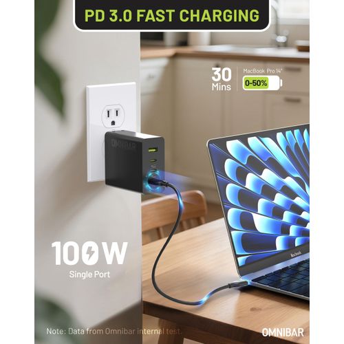 140W USB C Charger, 4-Port GaN Foldable Fast Wall Charger,100W Laptop Fast Charger Power Adapter for MacBook Pro/Air,iPad Pro,iPhone 16/Pro,Galaxy S22/S21,Dell XPS 13,Note 20/10+,and More Devices
