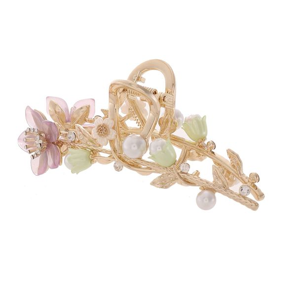Pearl Hair Clip, Metal Hair Claw, Gold Hair Clips, Thic Hair, Women, Flower Hair Jaw Clip For Thin Hair