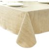Vinyl Tablecloth with Flannel Backing, Champagne, Waterproof, Stain-Resistant...
