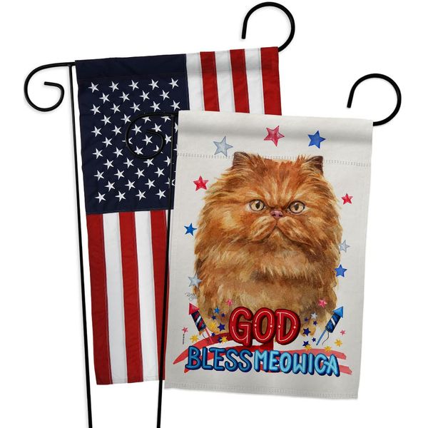 Breeze Decor Patriotic Tan Persian Garden Flag Pack Cat Kitten Meow Spoiled Paw Fur Pet Nature Farm Animal Creature Applique House Banner Small Yard Gift Double-Sided, Made in USA