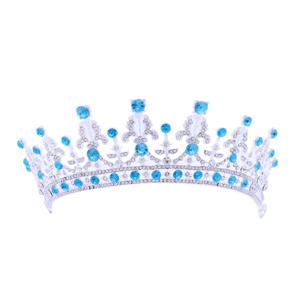 Frcolor Wedding Tiara Crown, Rhinestones Crystal Bridal Pageant Princess Tiara Crown Headband (Blue)