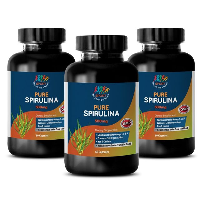 SPIRULINA Algae Natural Plant-Based Dietary Supplement (3 Bottles)