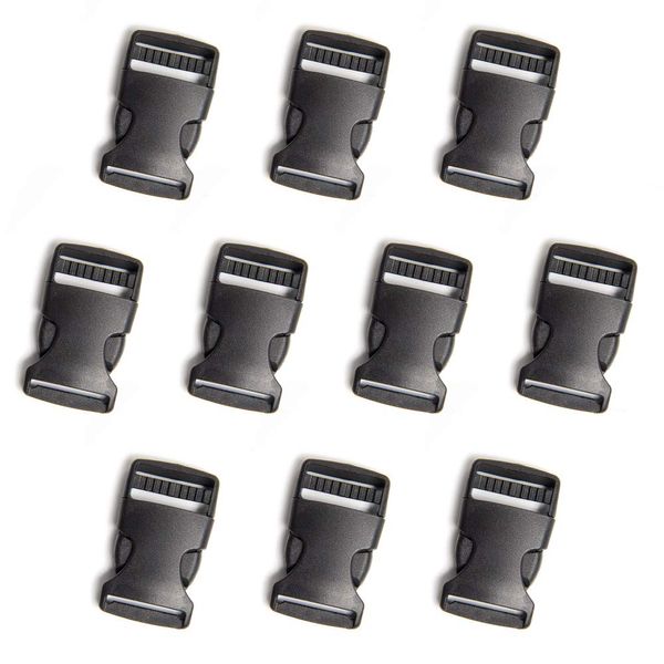 LanYing 10 Pcs 25mm Plastic Buckles Quick Side Release Buckle Clips for Webbing Pet Collar Rucksack/Backpack Accessories,Black (25MM)