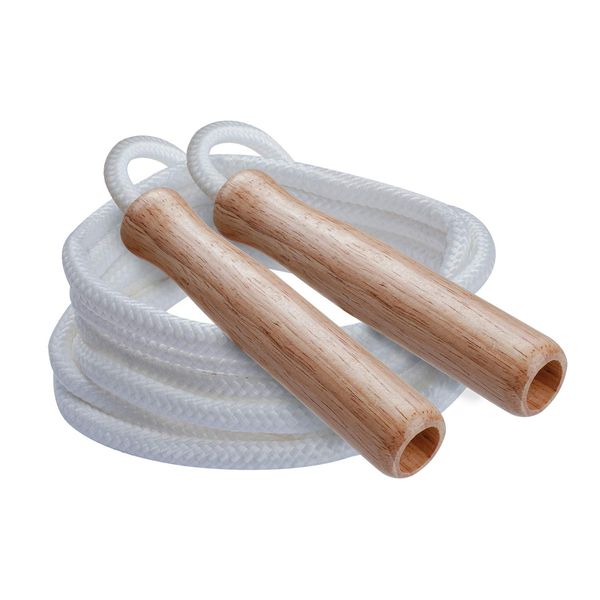 Champion Sports SR Series Classic Nylon Jump Rope with Wood Handles, 7-Feet (Single)