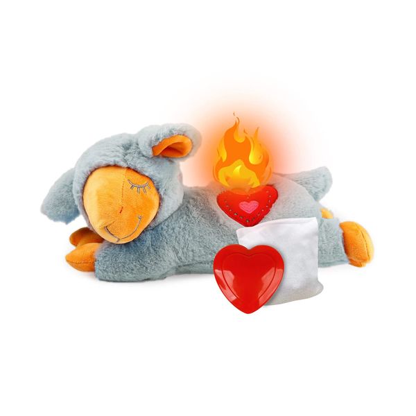 ALL FOR PAWS Little Buddy Heartbeat Toys for Puppy, Dog Snuggle Sheep Toy for Separation Anxiety Relief Behavioral aid Puppy Plush Comfort toy for Pets (Grey Sheep with Heartbeat + Warm Bag)