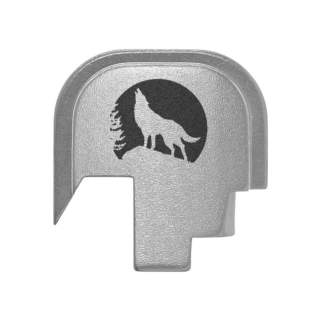 NDZ Performance Rear Slide Cover Plate for Smith & Wesson M&P Shield, M2.0, Shield Plus 9mm .40 S&W Laser Engraved Aluminum in Silver - Wolf Moon