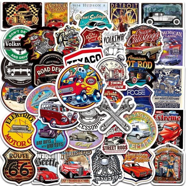 Vintage Oldtimer Aufkleber 100pcs, Ästhetische Dekoration Vinyl Sticker für Sammelalbum, Laptop, Kinder, Teenager, Mädchen