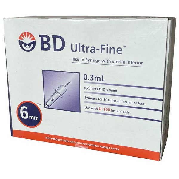 BD Ultra-Fine Insulin Syringes 31G 3/10cc 6mm 90/bx